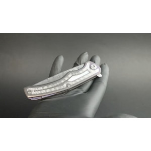ДЕЛЬФІН (Dolphin) ексклюзивний колекційний складаний ніж ручної роботи KUSTOM KNIVES, cталь Damasteel, 61-62 HRC. Photo 2
